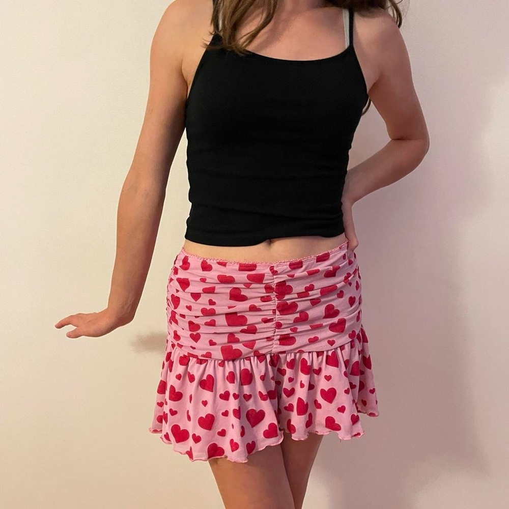 Sugar Thrillz Pink Heart Mini Skirt - Picture 2 of 2